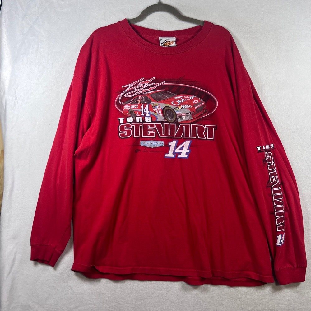 Vintage Tony Stewart 14 Winners Circle NASCAR Racing Long Sleeve Shirt Mens 2XL